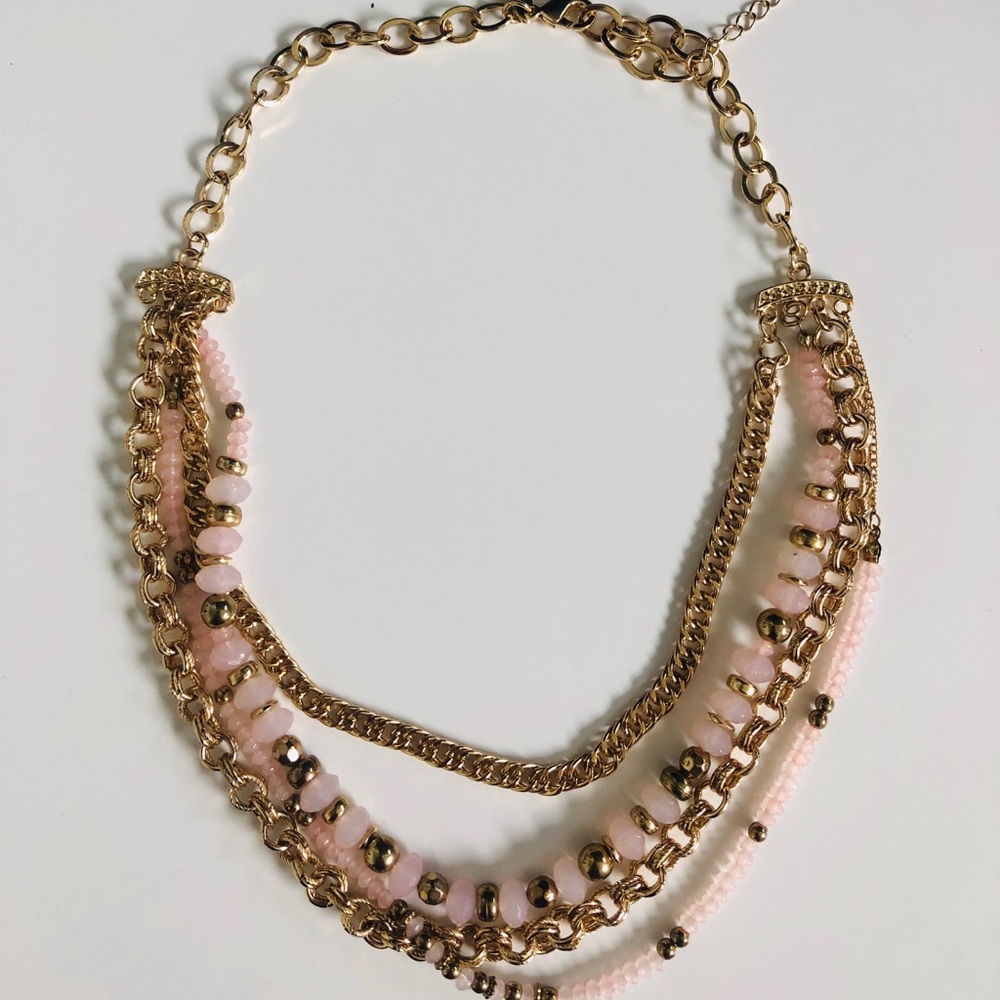 Layered gold and pink statement necklace!